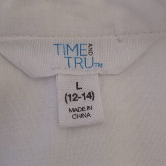 TIME & TRU WHITE BUTTON DOWN ROLL SLEEVE BLOUSE SZ.L EUC. - Picture 8 of 10